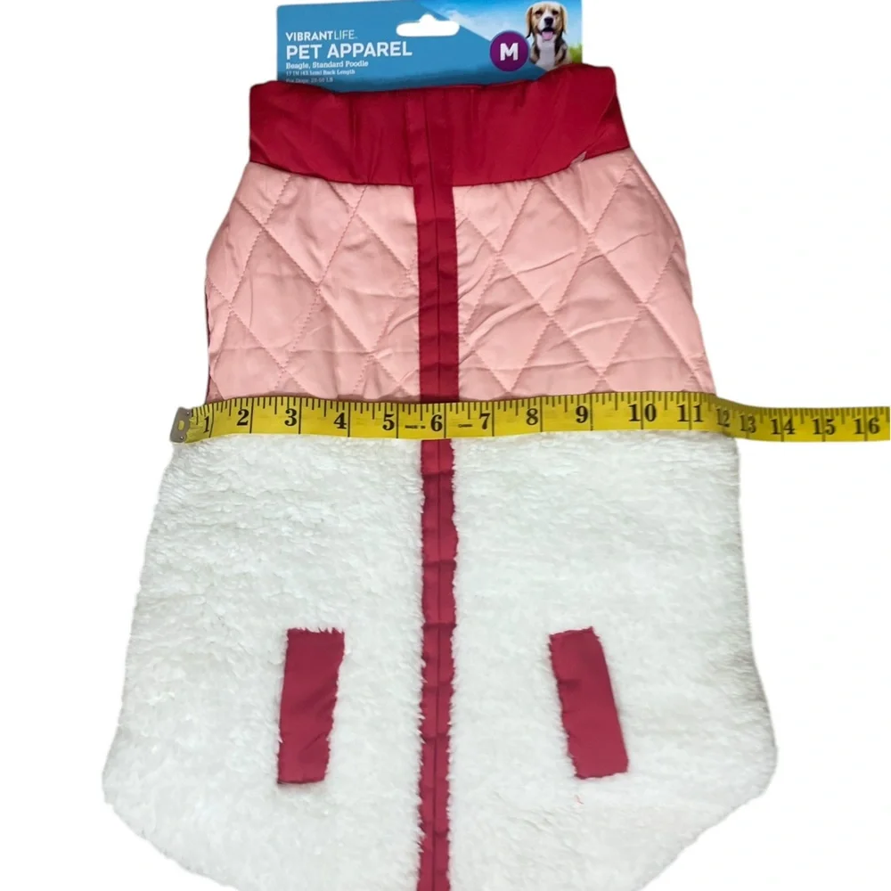Vibrant Life Sherpa Contrast Yoke Quilted Pet Jacket NEW!